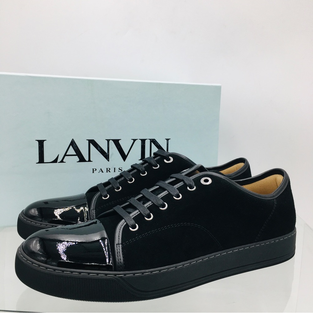 LANVIN Cap Toe Low Top Black Sneakers Men’s Size US 12/ UK 11